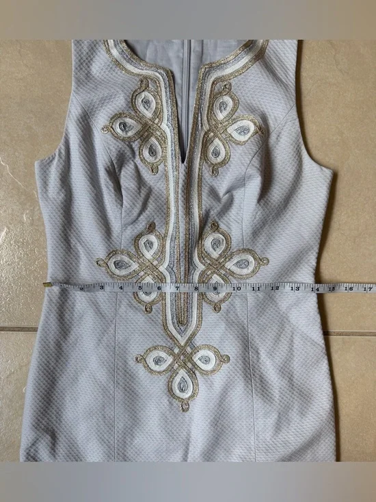 Lilly Pulitzer Mila Seaside Gray Mixed Metal Soutache Shift Dress 00 XXS - Picture 8 of 14